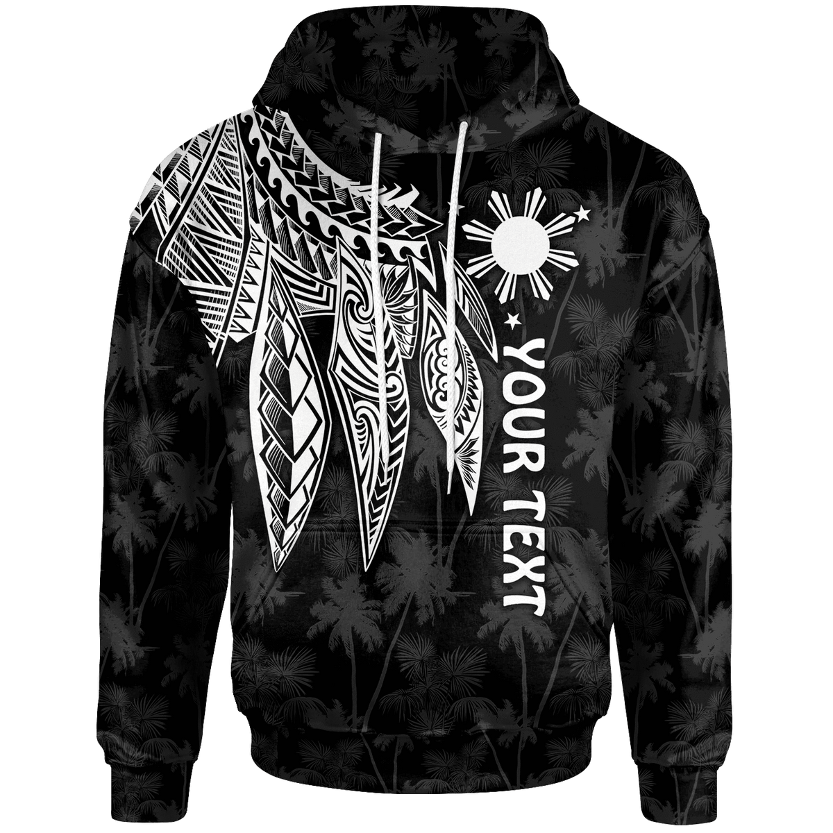 The Philippines Custom Hoodie Polynesian Wings (White) Unisex White - Polynesian Pride