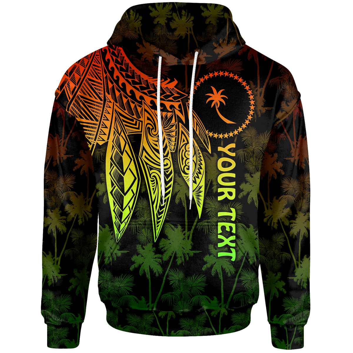 Chuuk Custom Hoodie Polynesian Wings (Reggae) Unisex Reggae - Polynesian Pride