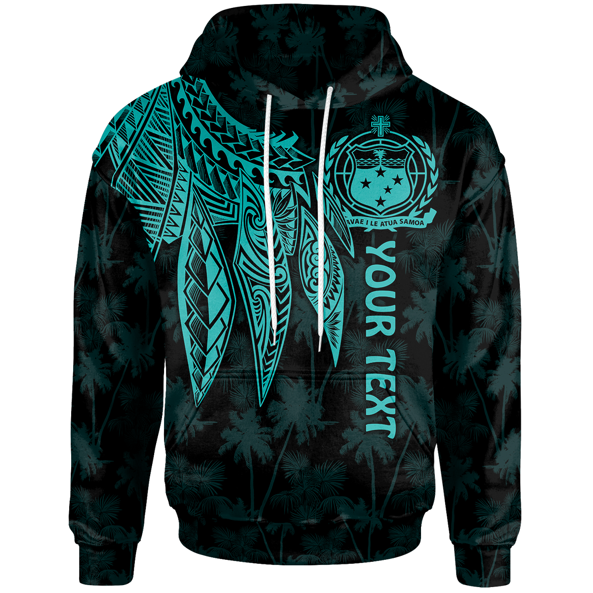 Samoa Custom Hoodie Polynesian Wings (Turquoise) Unisex Turquoise - Polynesian Pride