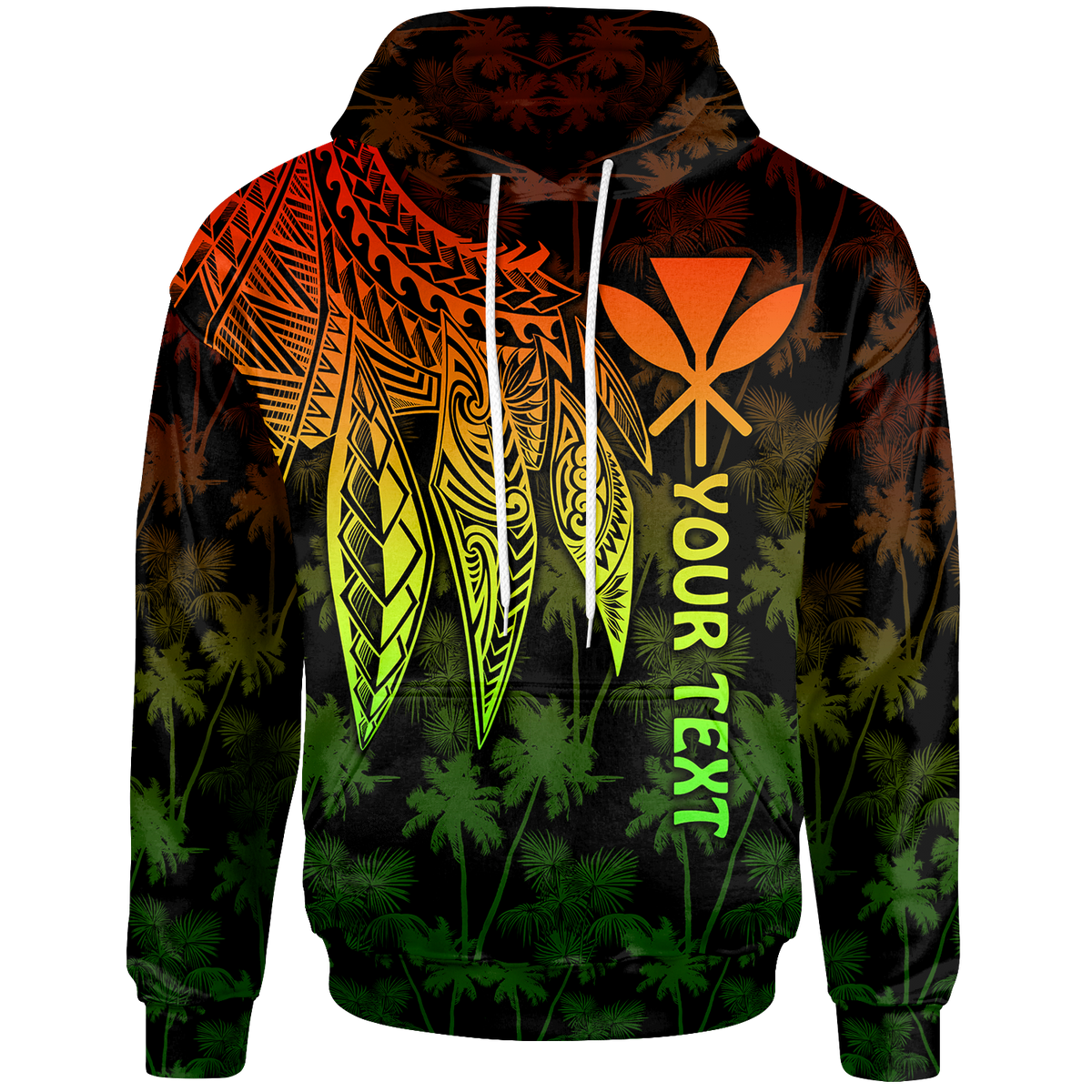Polynesian Hawaii Kanaka Maoli Custom Hoodie Polynesian Wings (Reggae) Unisex Reggae - Polynesian Pride