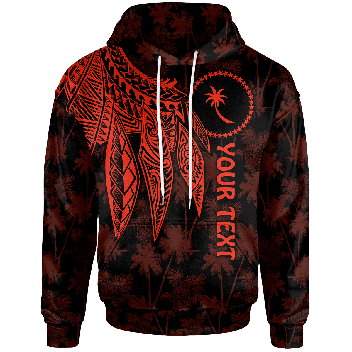Chuuk Custom Hoodie Polynesian Wings (Red) Red - Polynesian Pride
