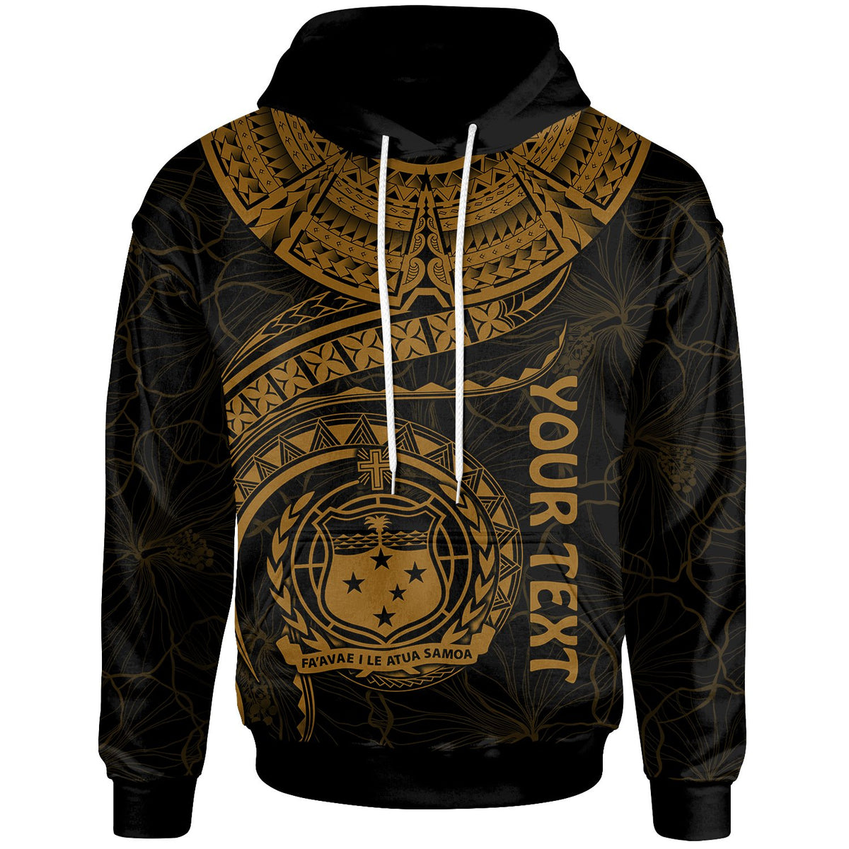 Polynesian Samoa Custom Hoodie Samoan Waves (Golden) Unisex Golden - Polynesian Pride