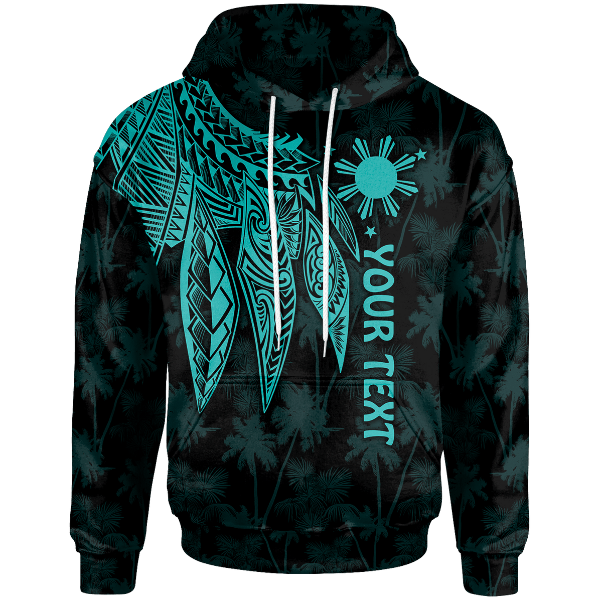 The Philippines Custom Hoodie Polynesian Wings (TurQuoiSe) Unisex Turquoise - Polynesian Pride