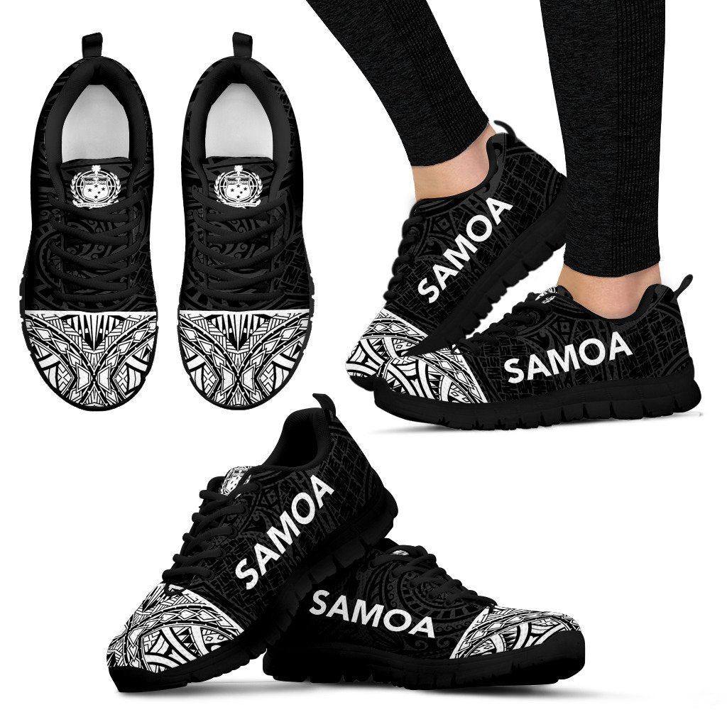 Samoa Sneakers - Samoa Coat Of Arms Polynesian Tattoo Black Style - Polynesian Pride