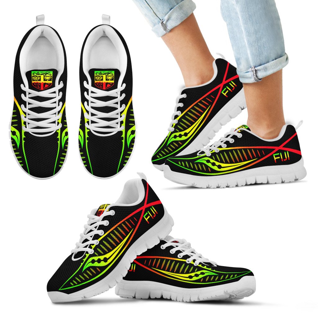 Fiji Sneakers - Fiji Flag Polynesian Knife Reggae Style - Polynesian Pride