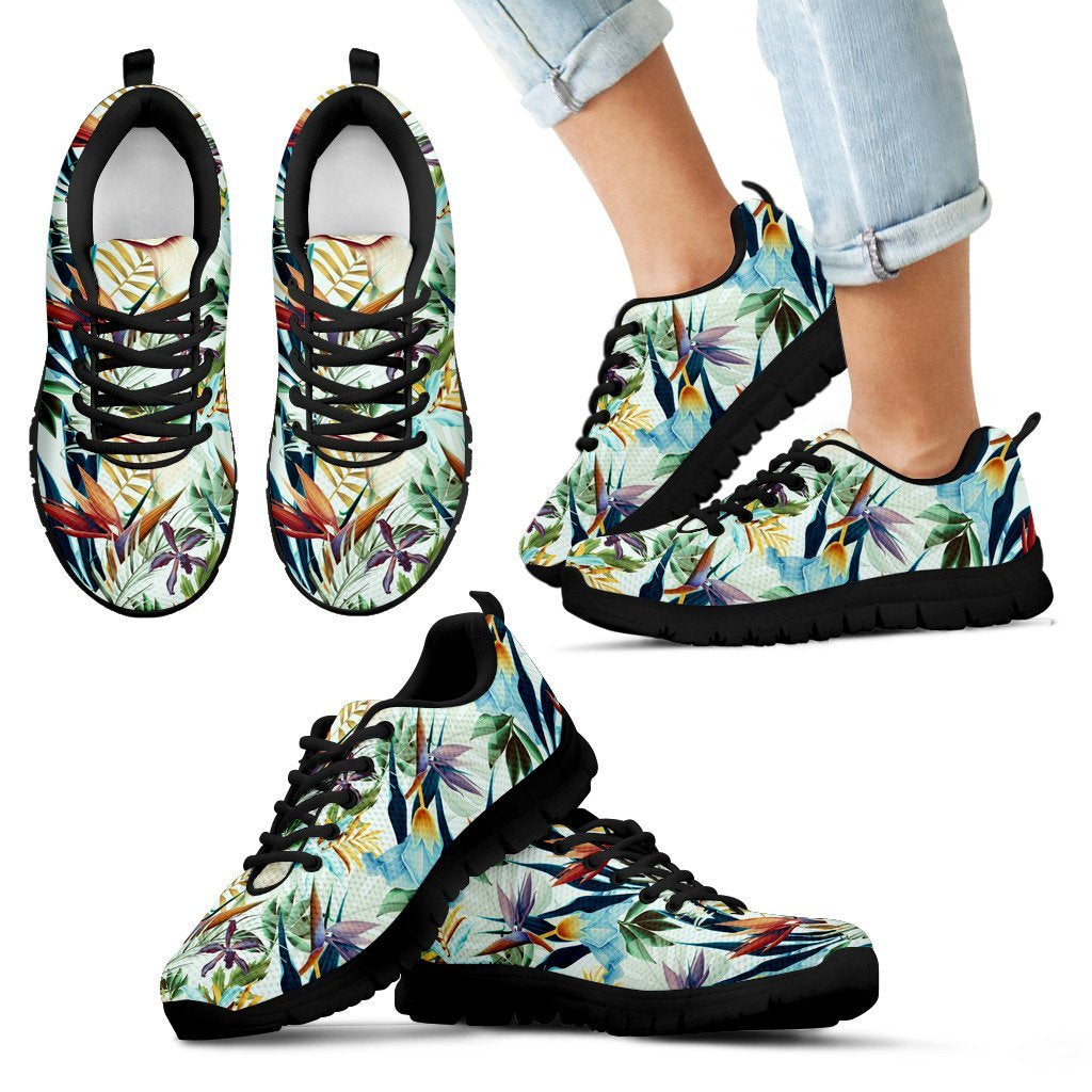 Hawaii Tropical Flower, Plant And Leaf Pattern Sneakers Kid's Sneakers - Polynesian Pride