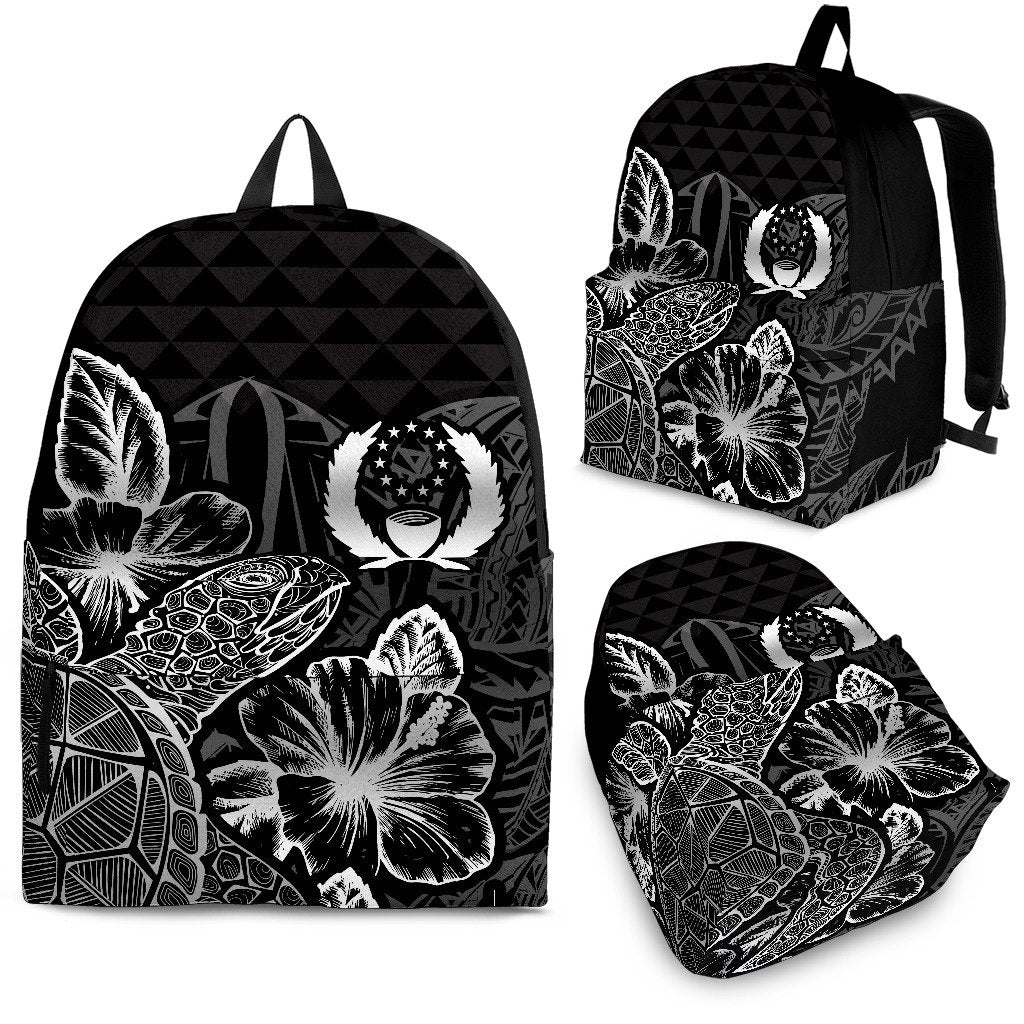Pohnpei Polynesian Backpack Turtle Hibiscus Black Black - Polynesian Pride