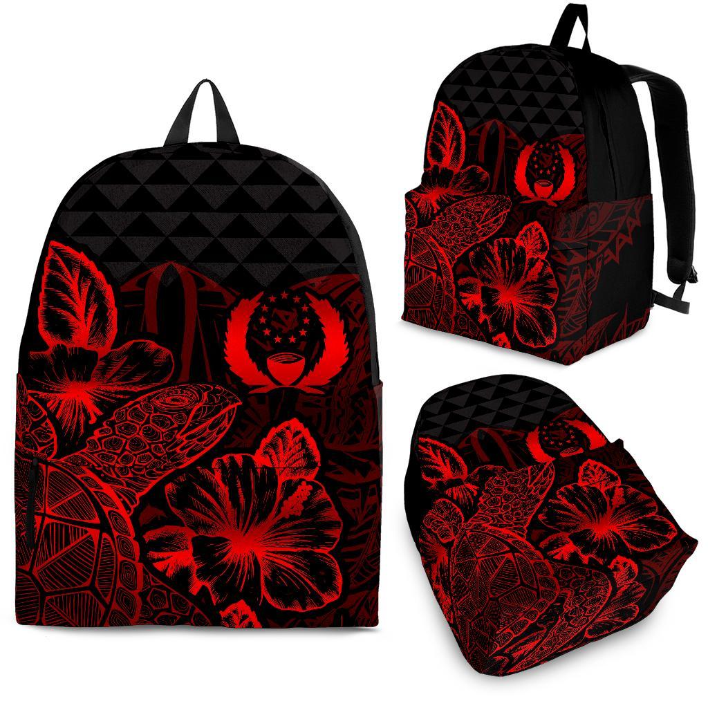 Pohnpei Polynesian Backpack Turtle Hibiscus Red Red - Polynesian Pride