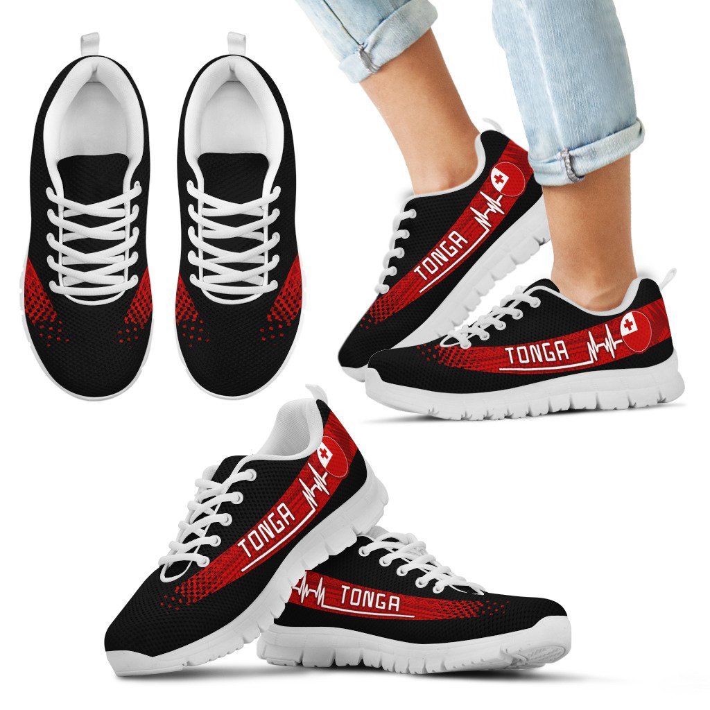 Tongan Heartbeat Sneakers - Polynesian Pattern Kid's Sneakers - White - Tongan White - Polynesian Pride