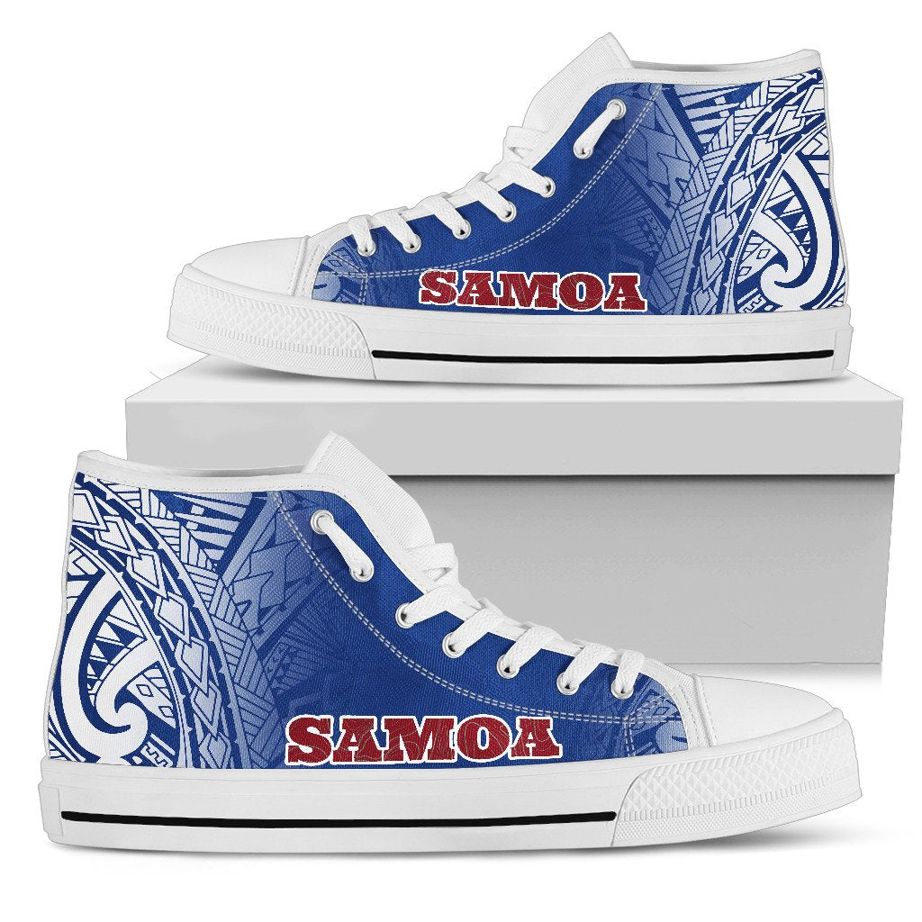 Samoa High Top Shoes - Polynesian Fog Blue Kid's High Top Shoe - White Sole - Polynesian Pride