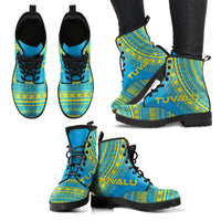 tuvalu Leather Boots - Polynesian Flag Chief Version - Polynesian Pride