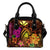 Hawaii Turtle Tribal Map Hibiscus Plumeria Shoulder Handbag One Size Orange - Polynesian Pride