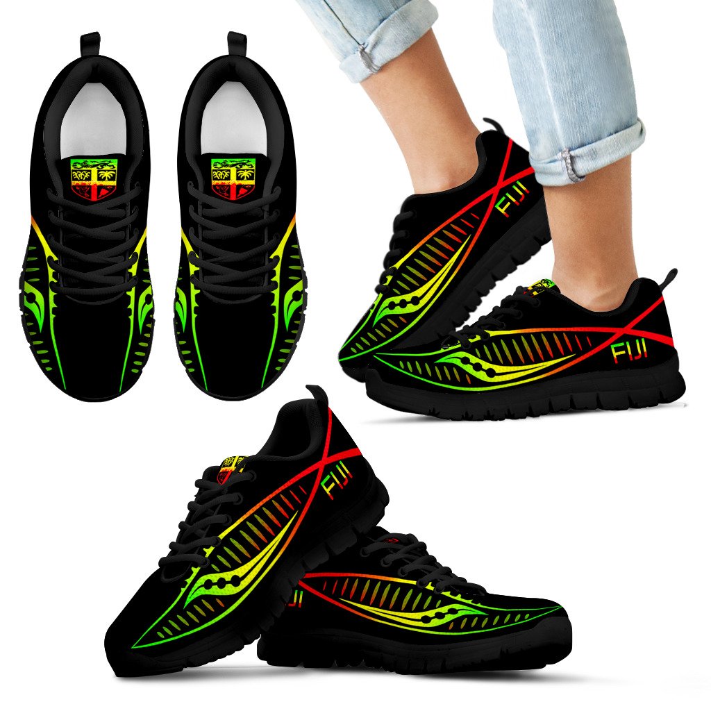 Fiji Sneakers - Fiji Flag Polynesian Knife Reggae Style - Polynesian Pride