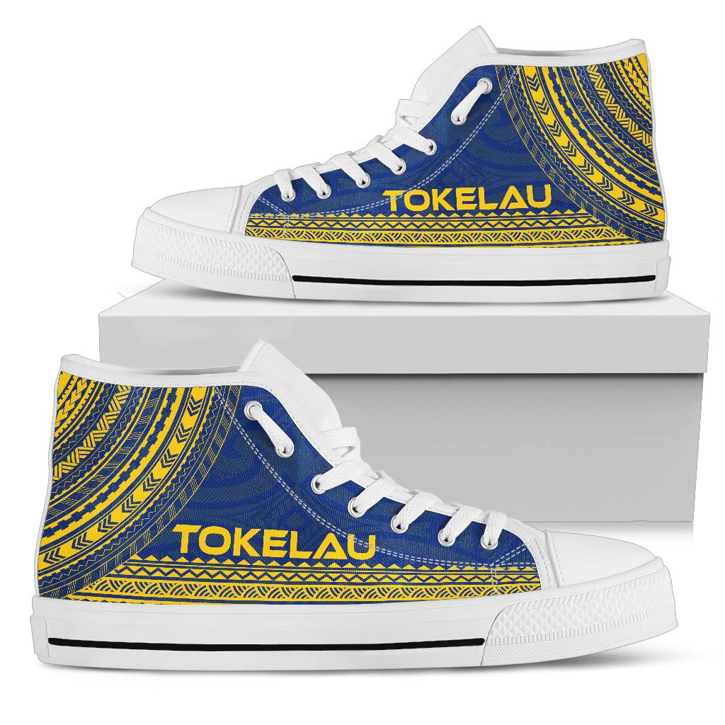Tokelau High Top Shoes - Polynesian Flag Chief Version Unisex Black - Polynesian Pride