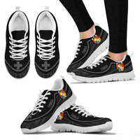 Tonga Wave Sneakers - Polynesian Pattern Gray Color Women's Sneakers - White - Tonga White - Polynesian Pride