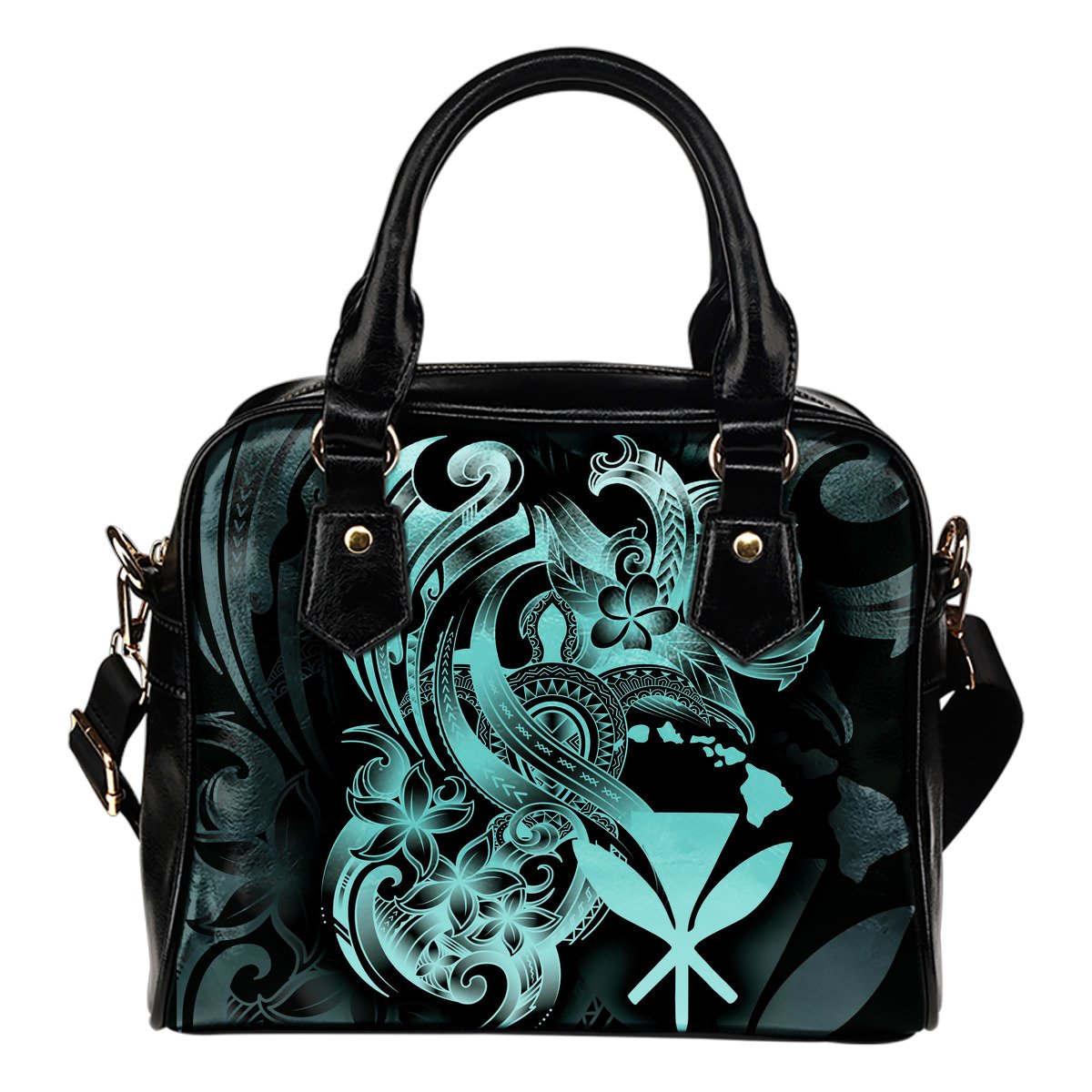 Polynesian Hawaii Shoulder Handbag - Kanaka Maoli Blue Turtle One Size Blue - Polynesian Pride