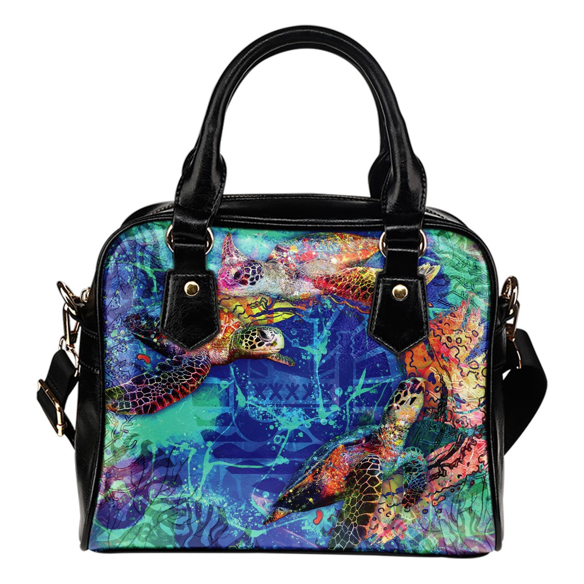 Tahiti Polynesian Shoulder Handbag - Coral Treasure One Size Blue - Polynesian Pride