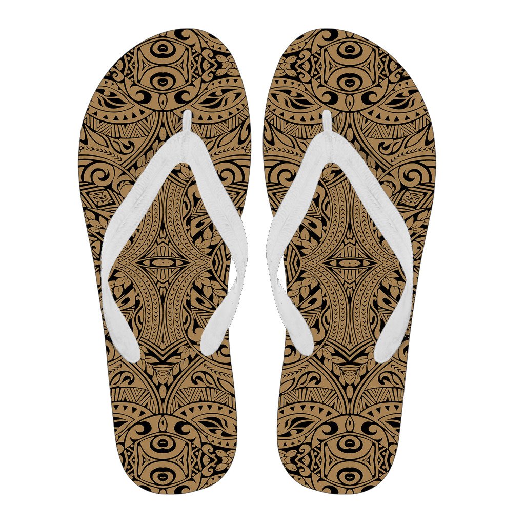Polynesian Culture Gold Flip Flops Men's Flip Flops - White - 2 - Polynesian Pride