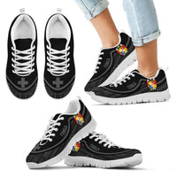 Tonga Wave Sneakers - Polynesian Pattern Gray Color Kid's Sneakers - White - Tonga White - Polynesian Pride