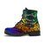 Fiji Custom Personalised Leather Boots - Rainbow Polynesian Pattern Crest - Polynesian Pride