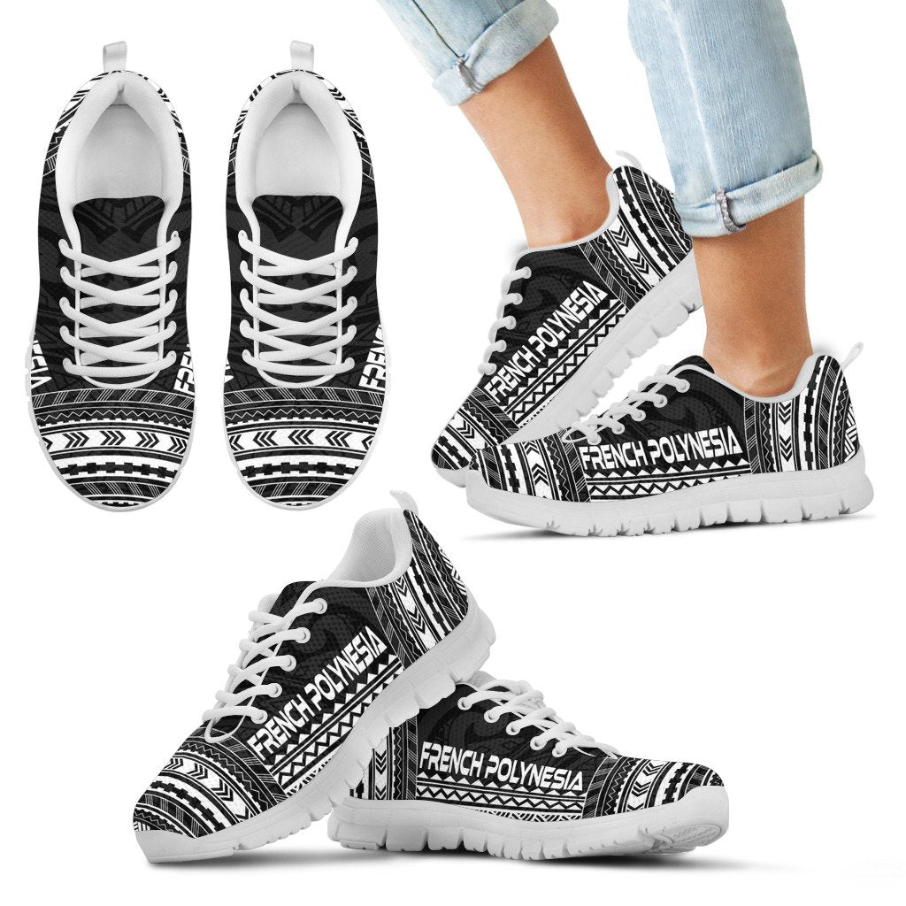 French Polynesia Sneakers - French Polynesian Chief Tattoo Black Version - Polynesian Pride