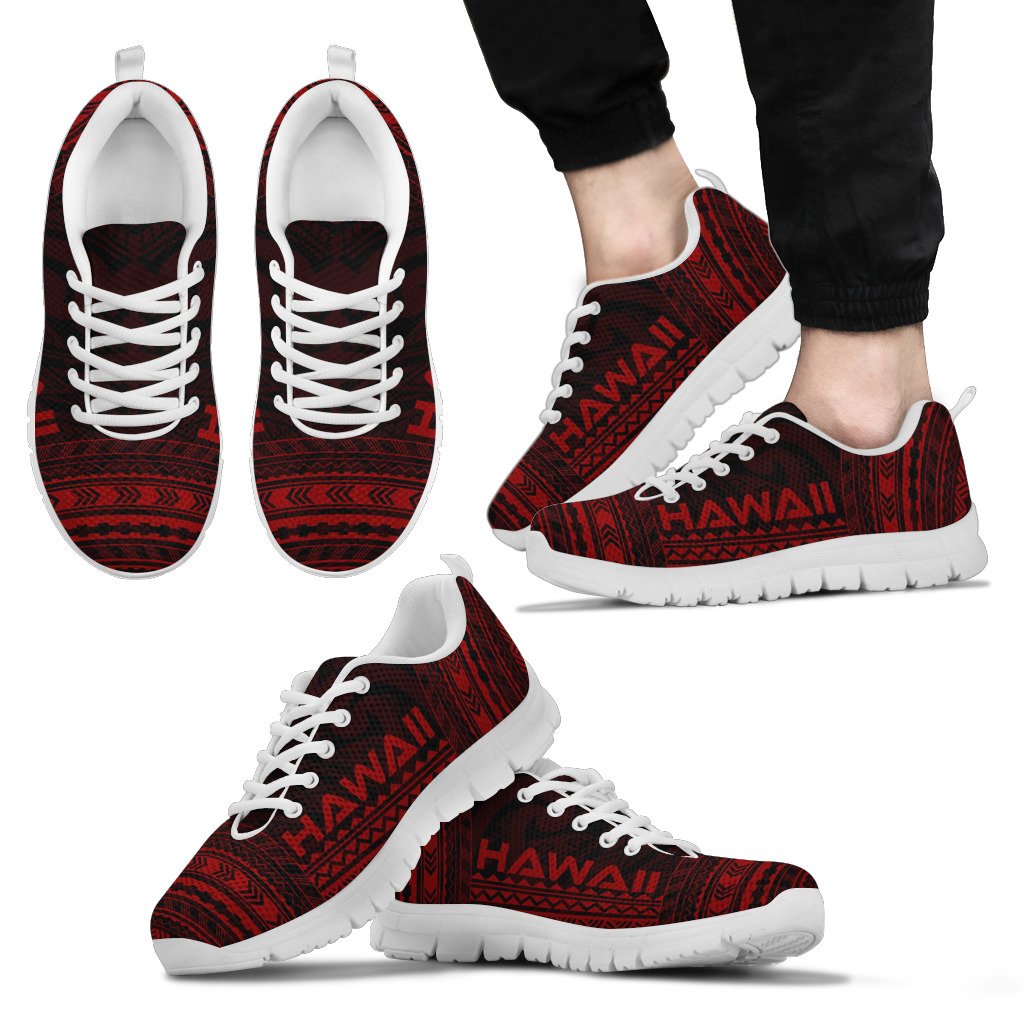 Hawaii Sneakers - Hawaii Polynesian Chief Tattoo Deep Red Version - Polynesian Pride