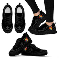 Tonga Wave Sneakers - Polynesian Pattern Gray Color Women's Sneakers - Black - Tonga Black - Polynesian Pride
