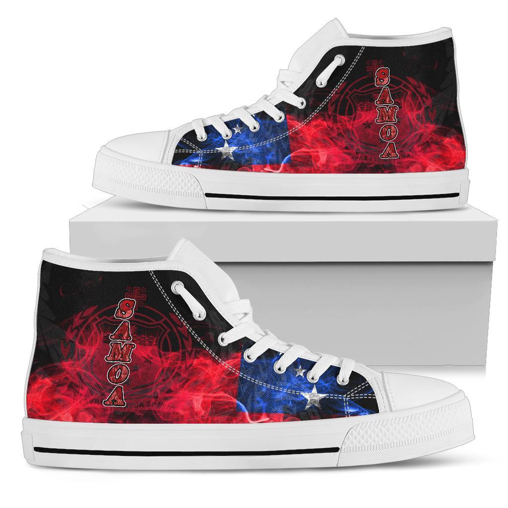 Samoa Polynesian High Top Shoes - Smoking Style Unisex White - Polynesian Pride