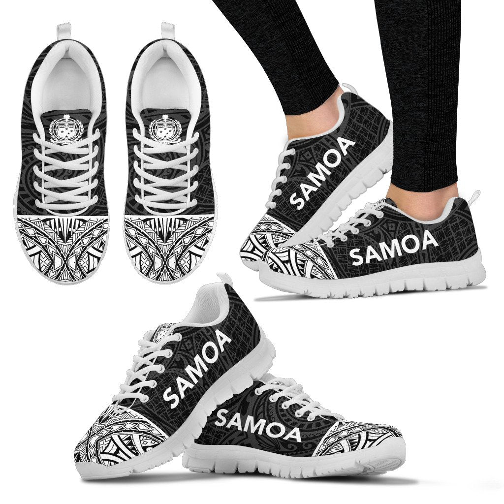 Samoa Sneakers - Samoa Coat Of Arms Polynesian Tattoo Black Style - Polynesian Pride