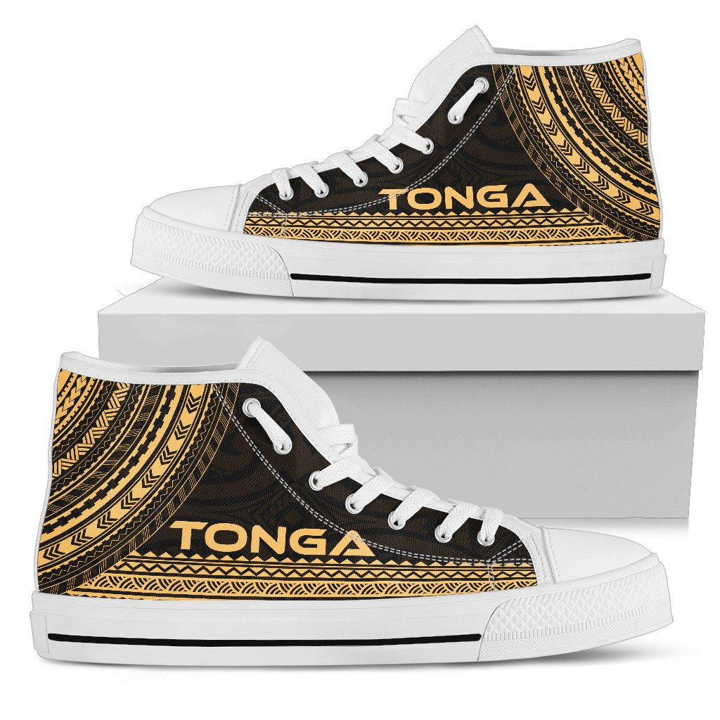 Tonga High Top Shoes - Polynesian Gold Chief Version Unisex White - Polynesian Pride