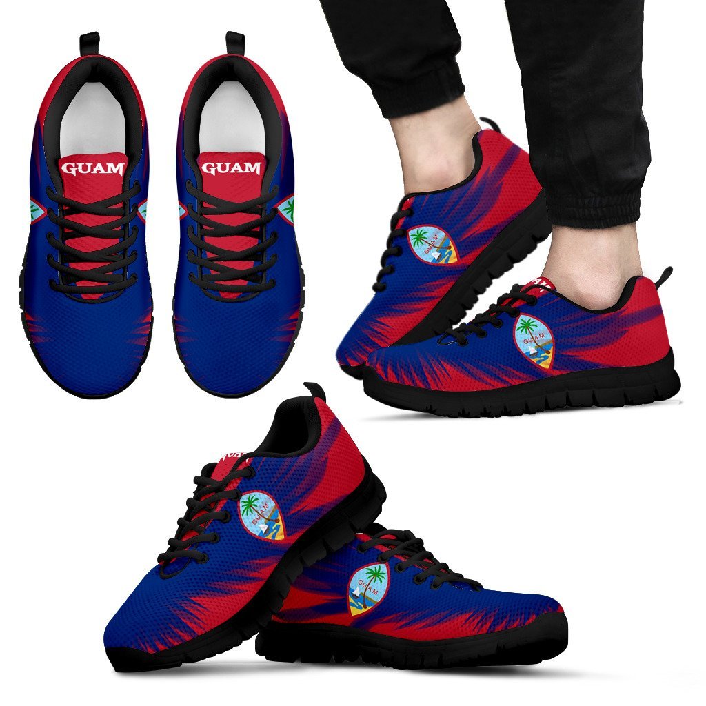 Guam Sneakers - Guam Coat Of Arms In Wings - A7 Unisex Black - Polynesian Pride
