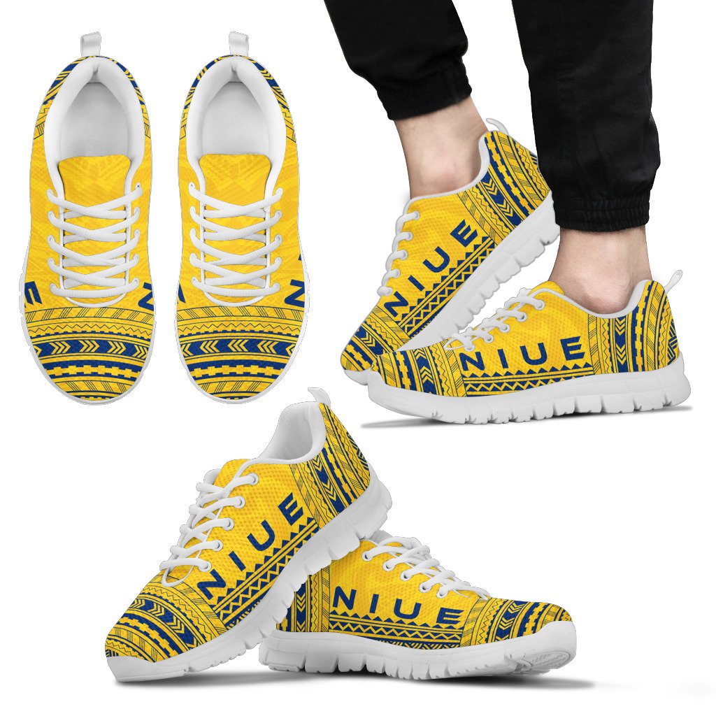 Niue Sneakers - Niue Polynesian Chief Tattoo Yellow Version Unisex White - Polynesian Pride