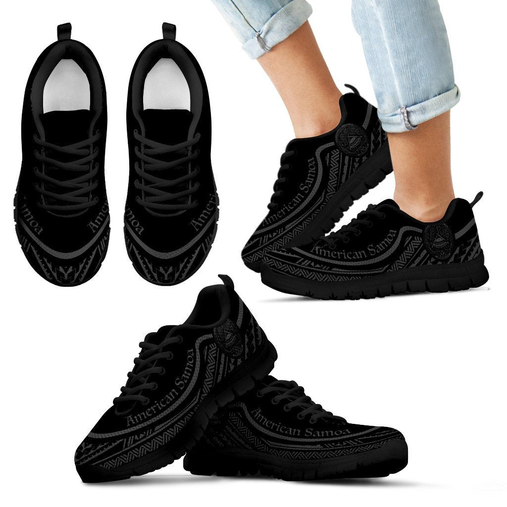 American Samoa Wave Sneakers Gray Color Kid's Sneakers - Black - American Samoa Black - Polynesian Pride