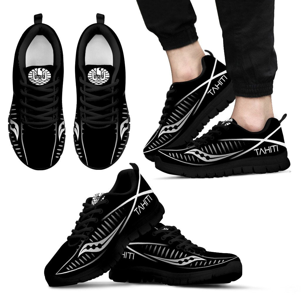 Tahiti Sneakers - Tahiti Flag Polynesian Knife Style Unisex Black - Polynesian Pride