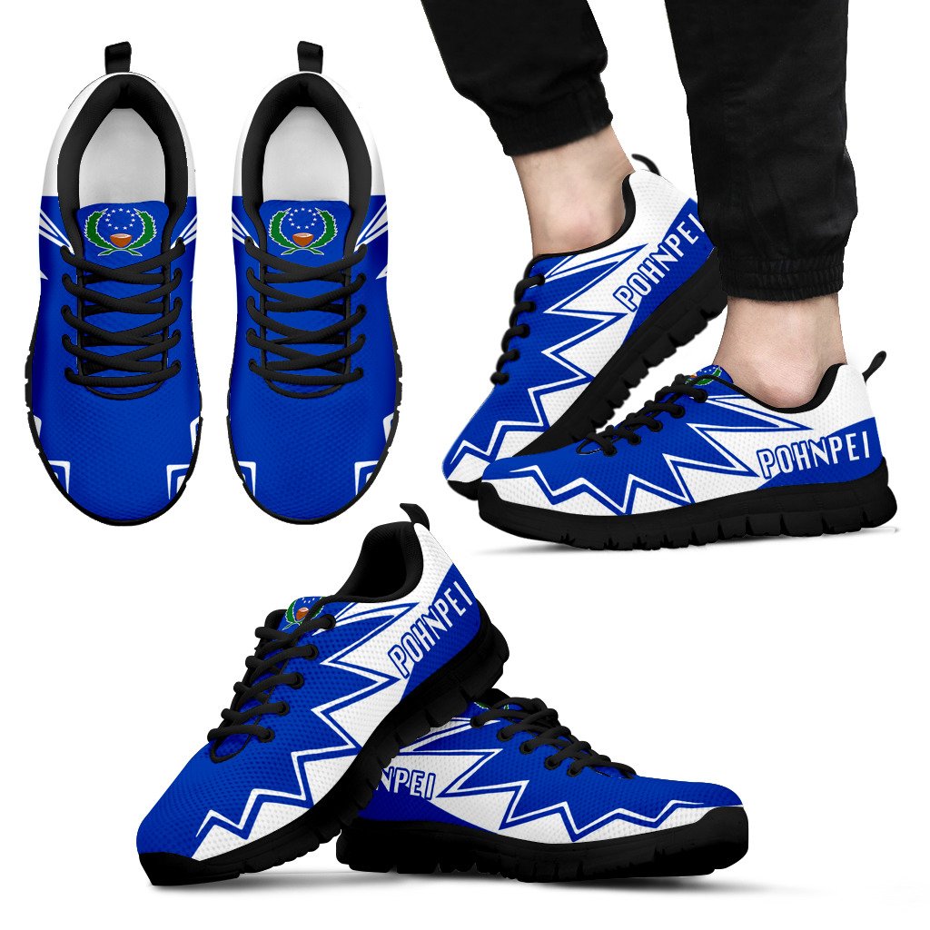 Pohnpei Sneakers - Pohnpei Flag Thunder Style Unisex Black - Polynesian Pride
