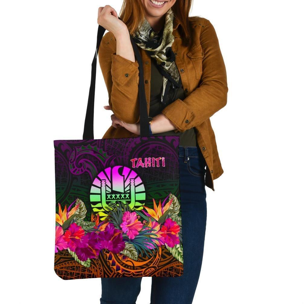 Tahiti Tote Bags - Summer Hibiscus Tote Bag One Size Reggae - Polynesian Pride