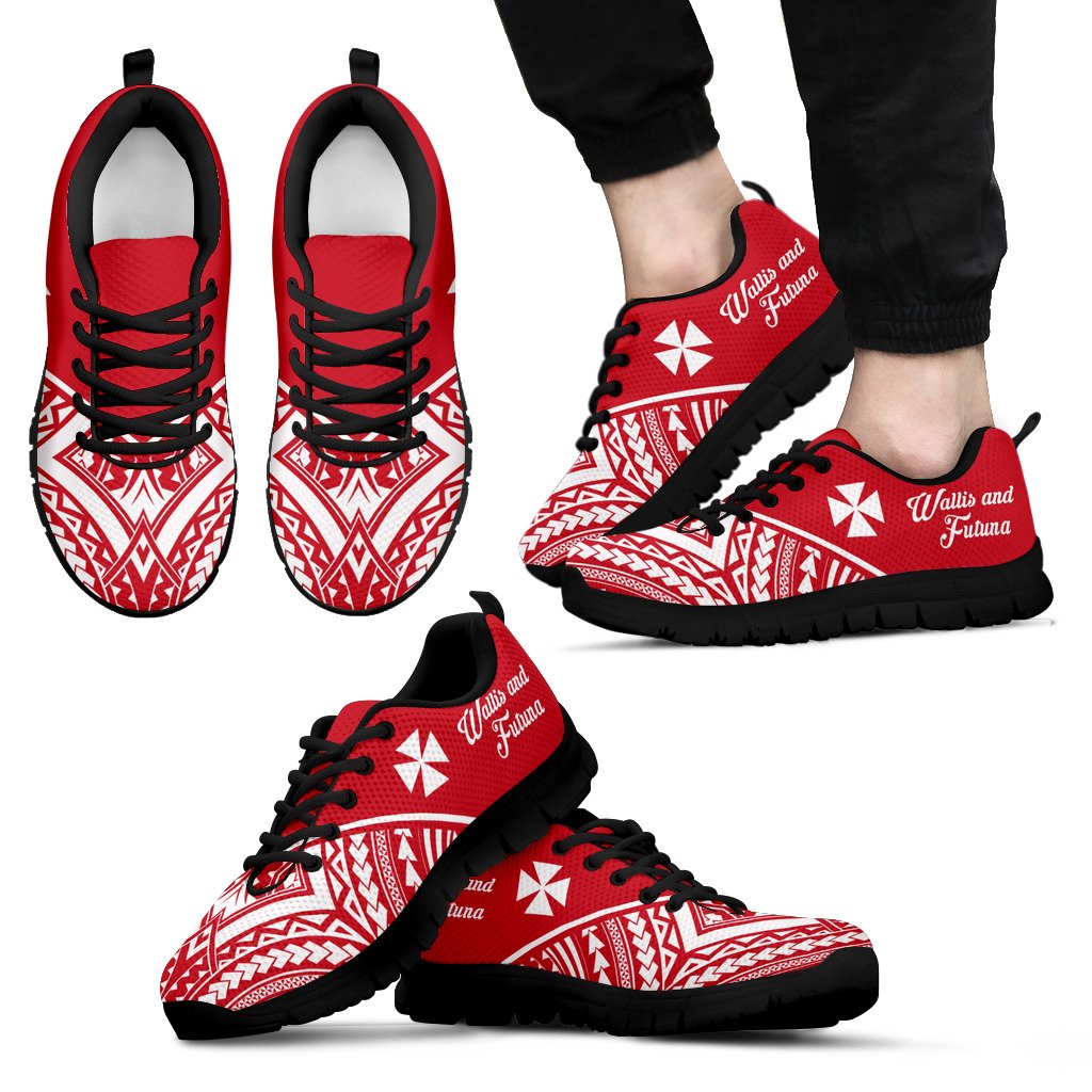 Wallis And Futuna Sneakers - Wallis And Futuna Coat Of Arms Polynesian Tattoo Unisex Black - Polynesian Pride