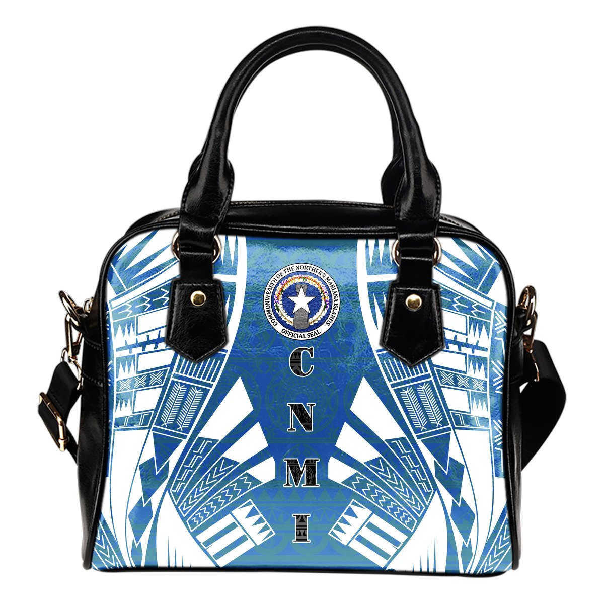 Northern Mariana Islands Shoulder Handbag - Polynesian Tattoo Flag One Size White - Polynesian Pride