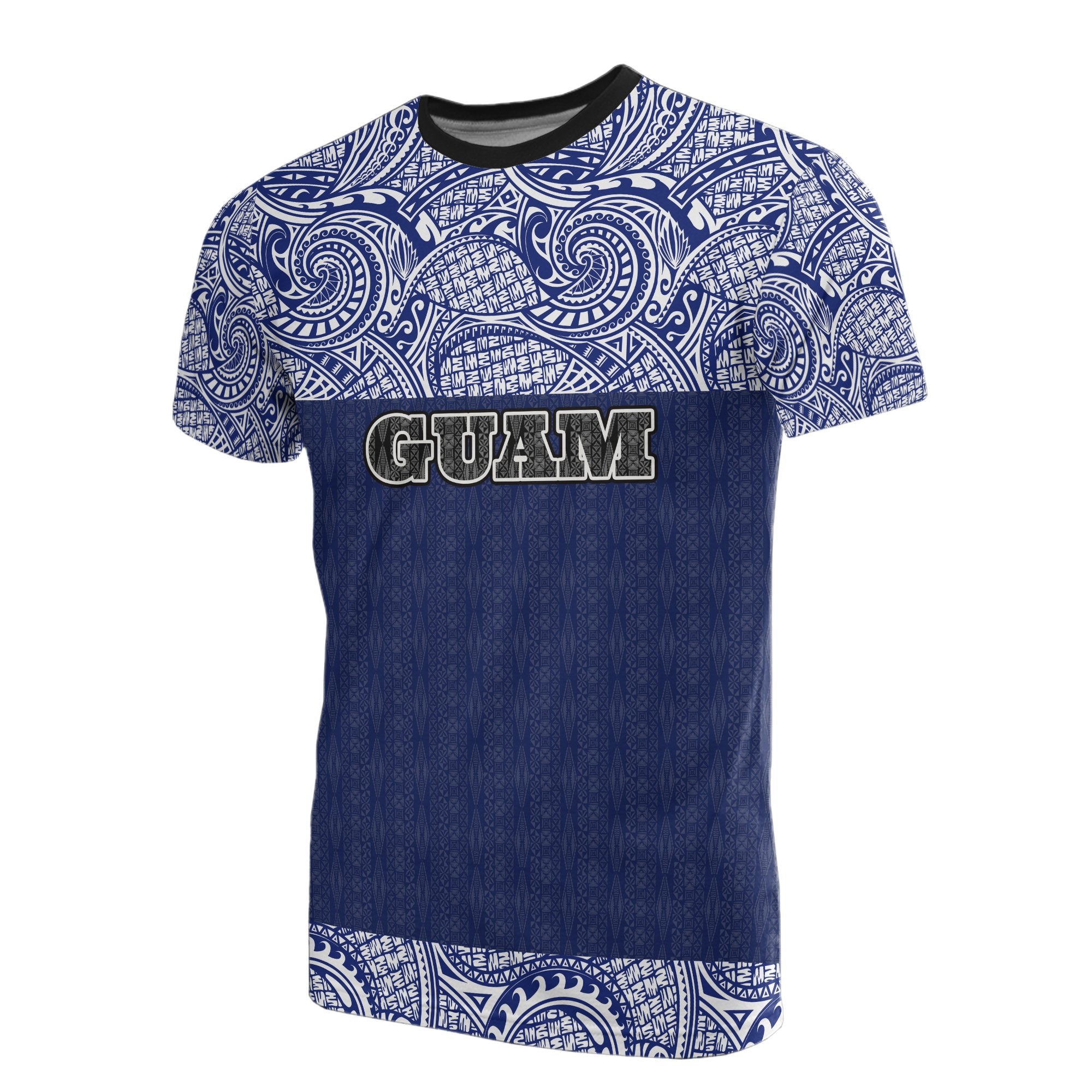 Guam T Shirt Guam Flag Polynesian Tattoo Style Unisex Blue - Polynesian Pride