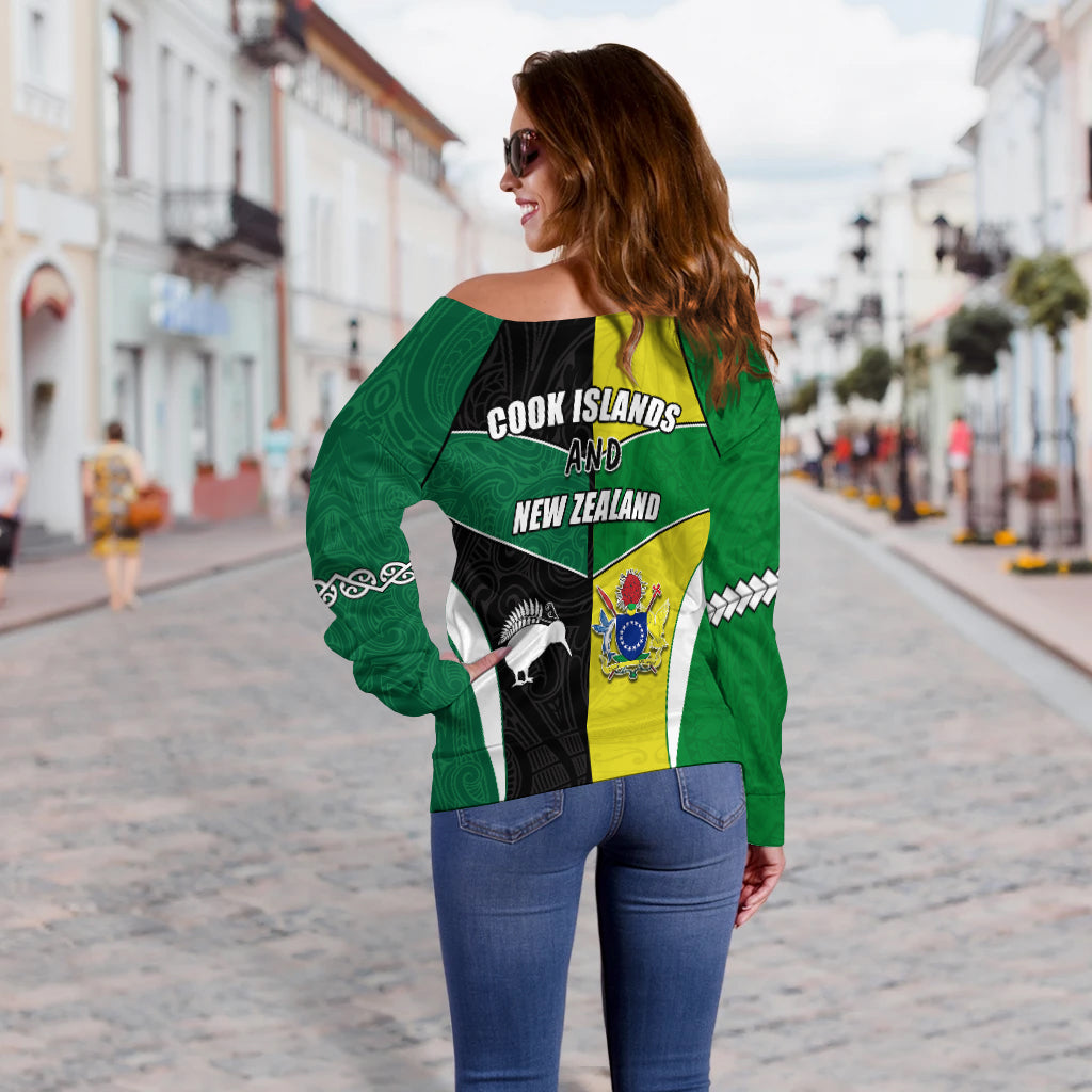 Cook Islands and New Zealand Off Shoulder Sweater Polynesian mix Maori LT13 - Polynesian Pride