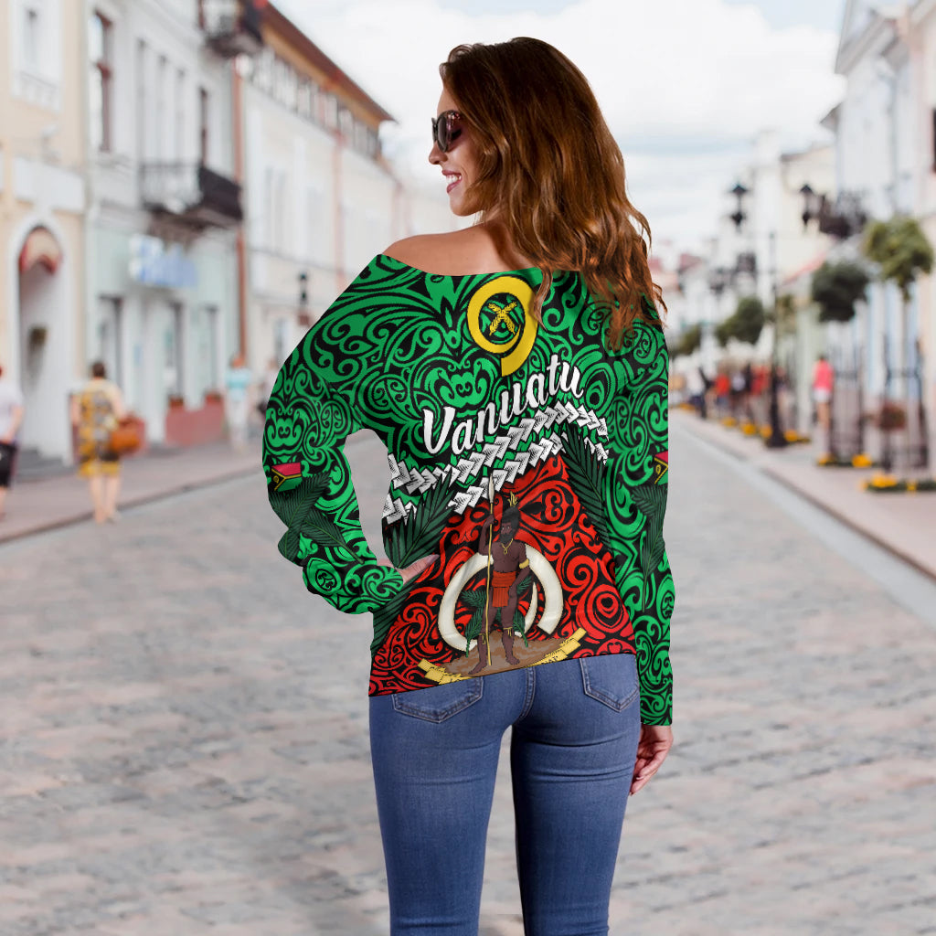 Vanuatu Off Shoulder Sweater Simple LT13 - Polynesian Pride