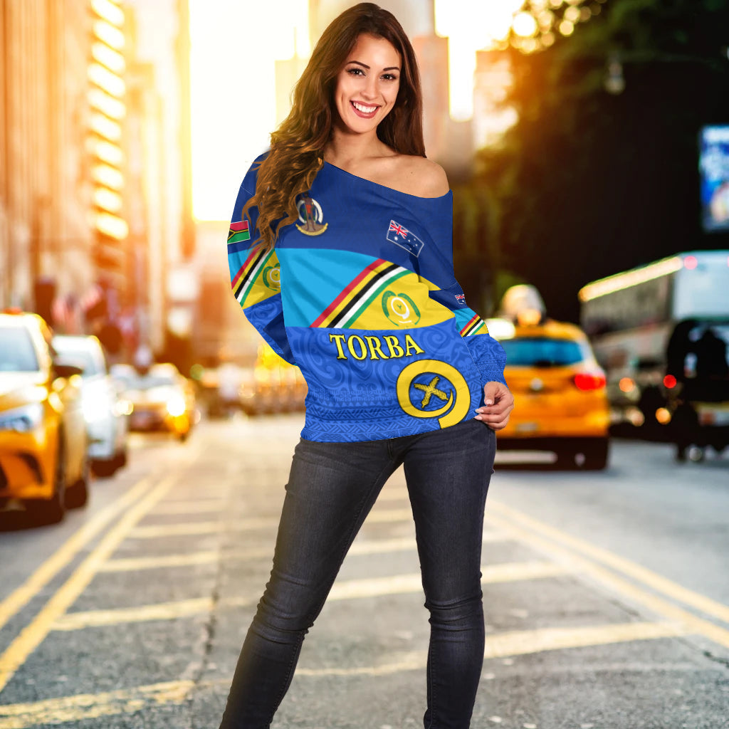 (Custom Personalised) Torba Vanuatu Province Off Shoulder Sweater Mix Australia Flag LT13 - Polynesian Pride