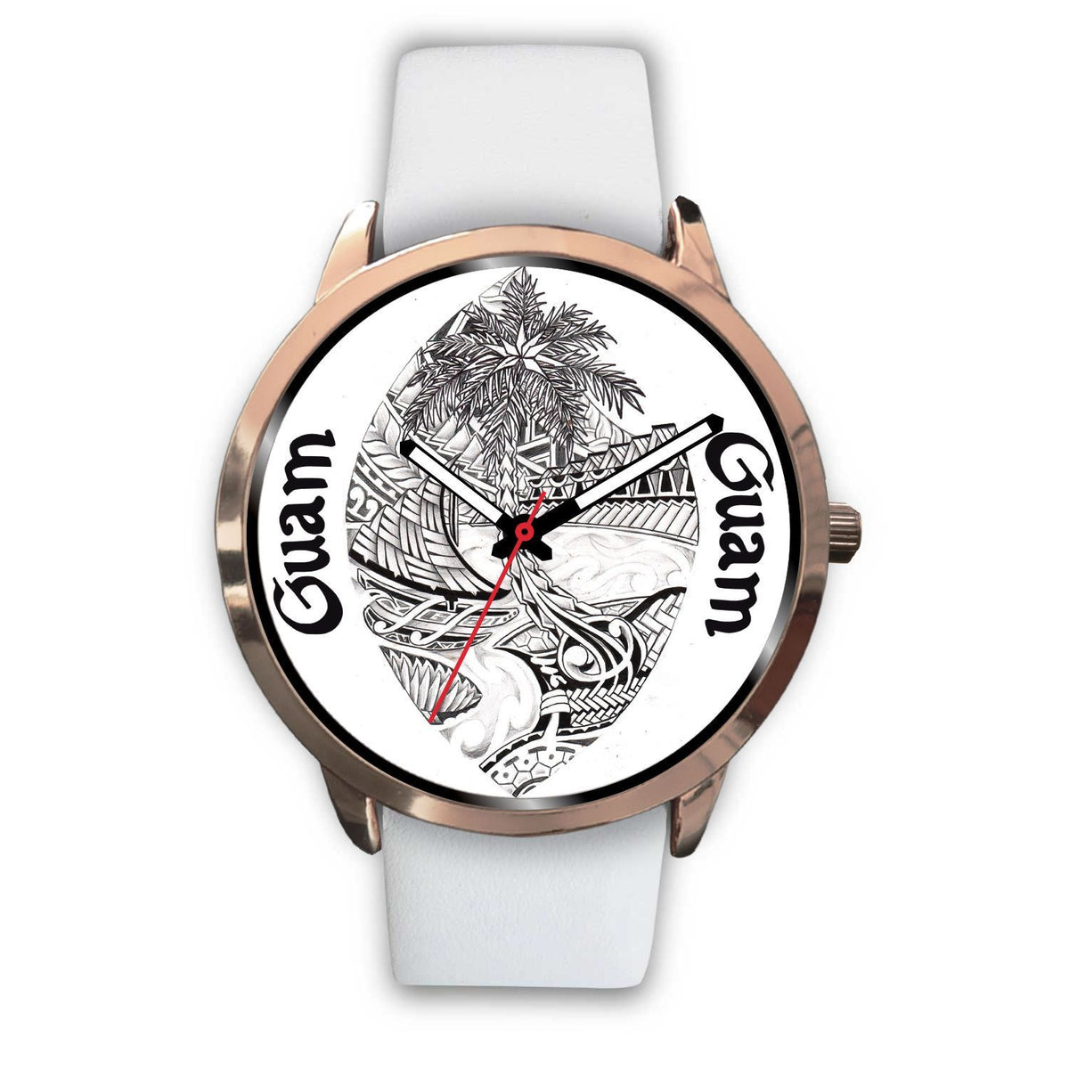 Guam Watch - Guam Polynesian 2 White Leather - Polynesian Pride