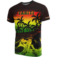 Tahiti T Shirt Tahiti Islands Coat of Arms Sunset Reggae T Shirt A0 - Polynesian Pride
