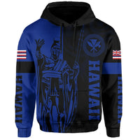 Polynesian Pride Hoodie Hawaii King Polynesian Hoodie Lawla Style Blue - Polynesian Pride