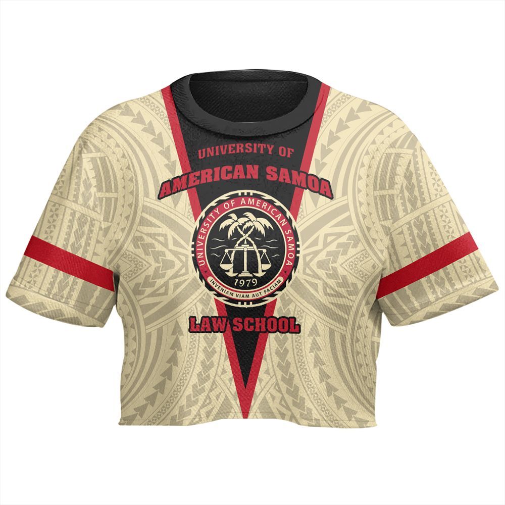 Samoan Croptop T-shirt - American Samoa Law School Croptop T-shirt Female Beige - Polynesian Pride