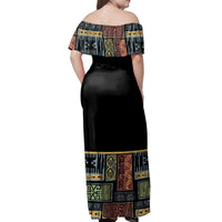 NE Fiji Bula Dress - Colorful Tapa Off Shoulder Long Dress - Polynesian Pride
