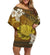 Polynesian Pride Dress - Vintage Hibiscus Golden Off Shoulder Short Dress Women Gold - Polynesian Pride