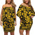 Polynesian Pride Dress - Plumeria Curve Polynesian Yellow Off Shoulder Short Dress Women Yellow - Polynesian Pride