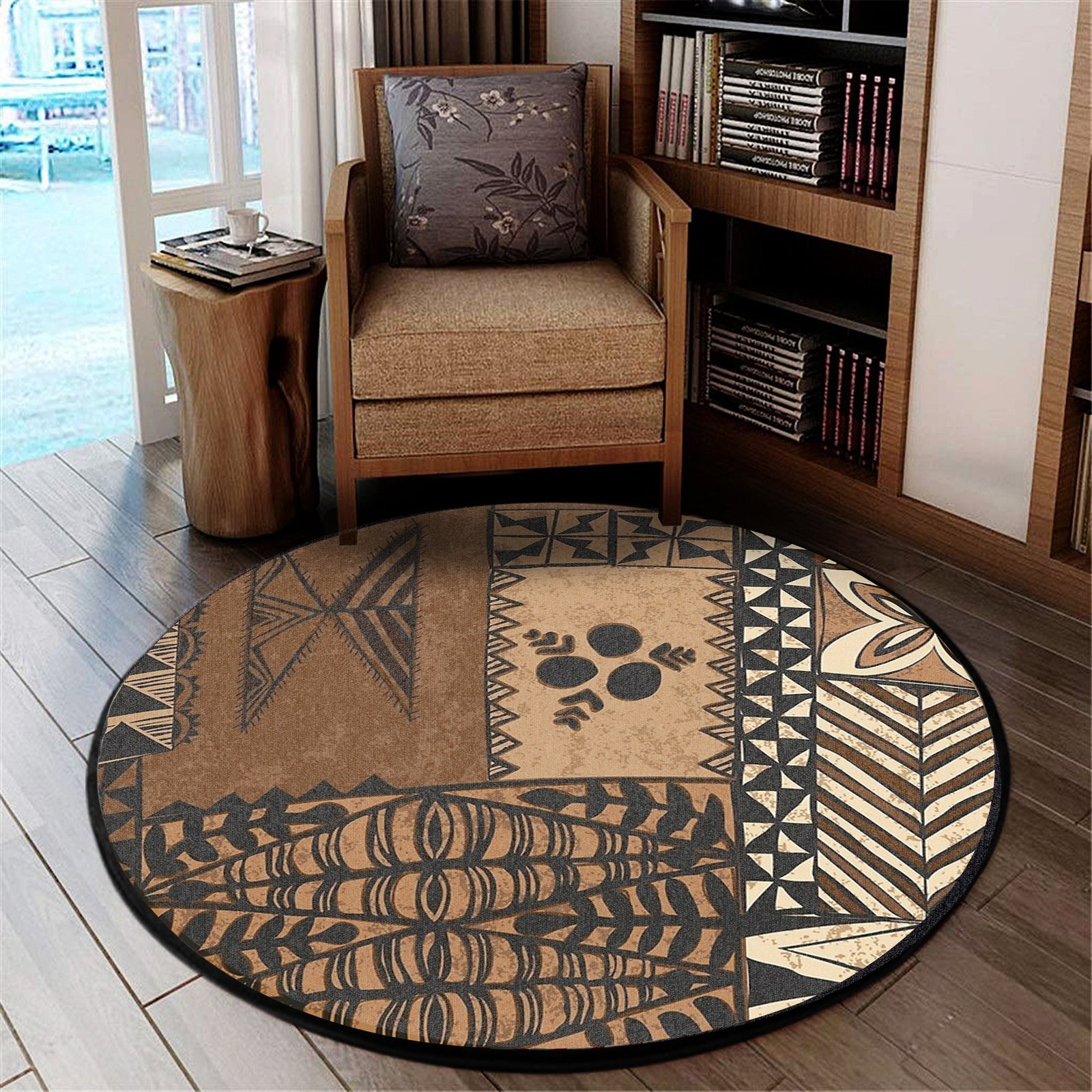 Polynesian Pride Home Set - Tonga Scarf Round Carpet Round Carpet Brown - Polynesian Pride